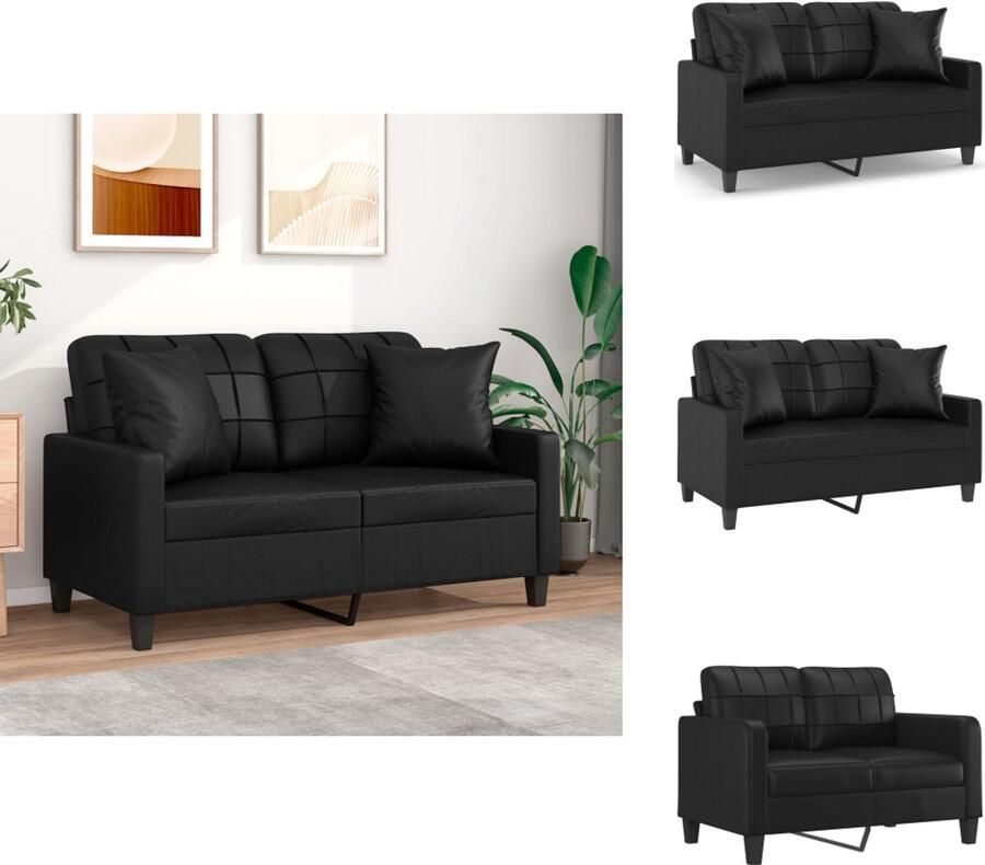 Vida XL vidaXL Tweezitsbank met sierkussens 120 cm kunstleer zwart-VXL-3200983 - Foto 5
