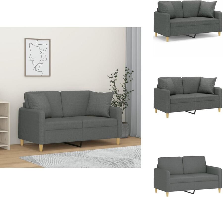 VidaXL Tweezitsbank Tweezitsbanken 2-zitsbank Bank Tweezitsbank met sierkussens 120 cm stof donkergrijs