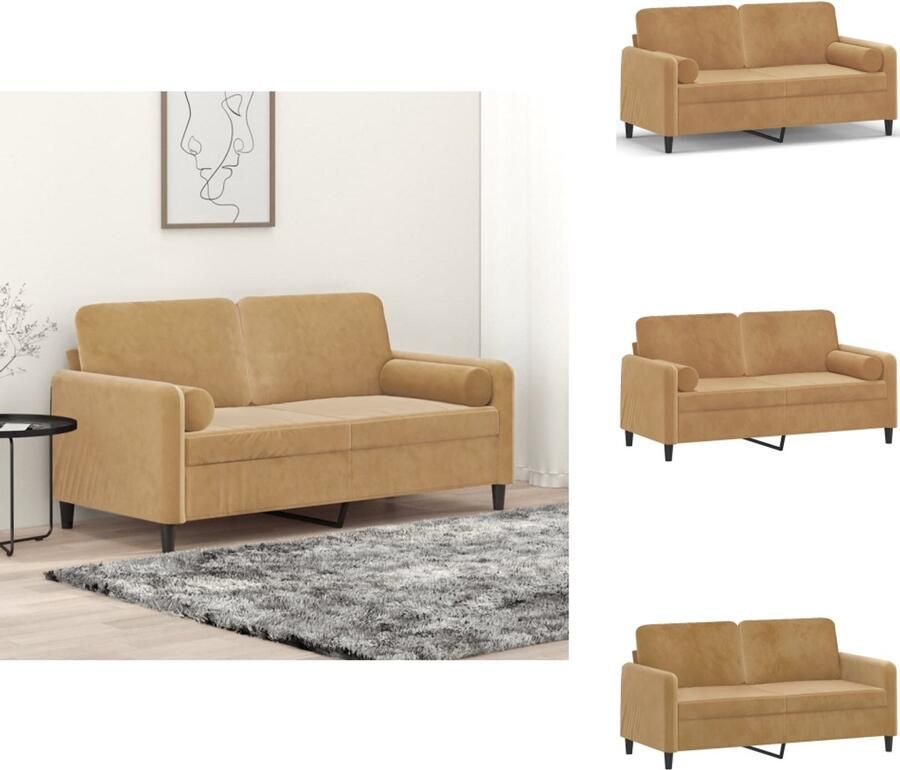 VidaXL Tweezitsbank Tweezitsbanken 2-zitsbank Bank Tweezitsbank met sierkussens 140 cm fluweel bruin