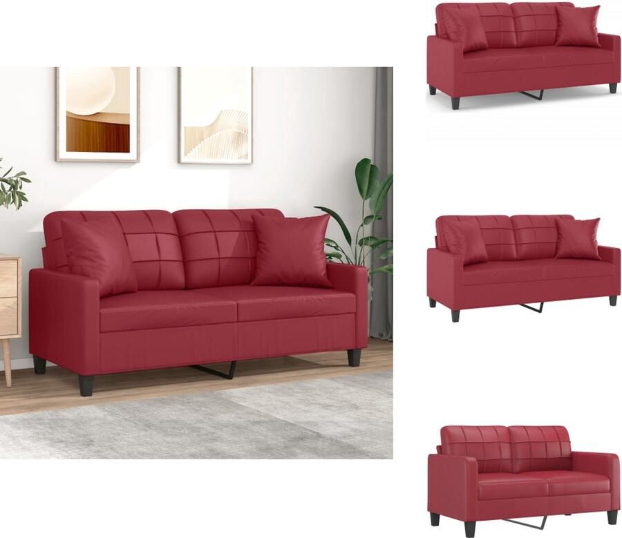 VidaXL Tweezitsbank Tweezitsbanken 2-zitsbank Bank Tweezitsbank met sierkussens 140 cm kunstleer wijnrood