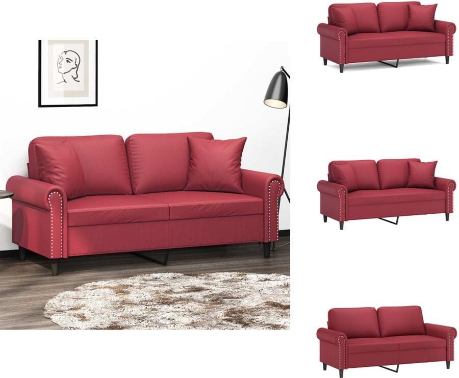 VidaXL Tweezitsbank Tweezitsbanken 2-zitsbank Bank Tweezitsbank met sierkussens 140 cm kunstleer wijnrood