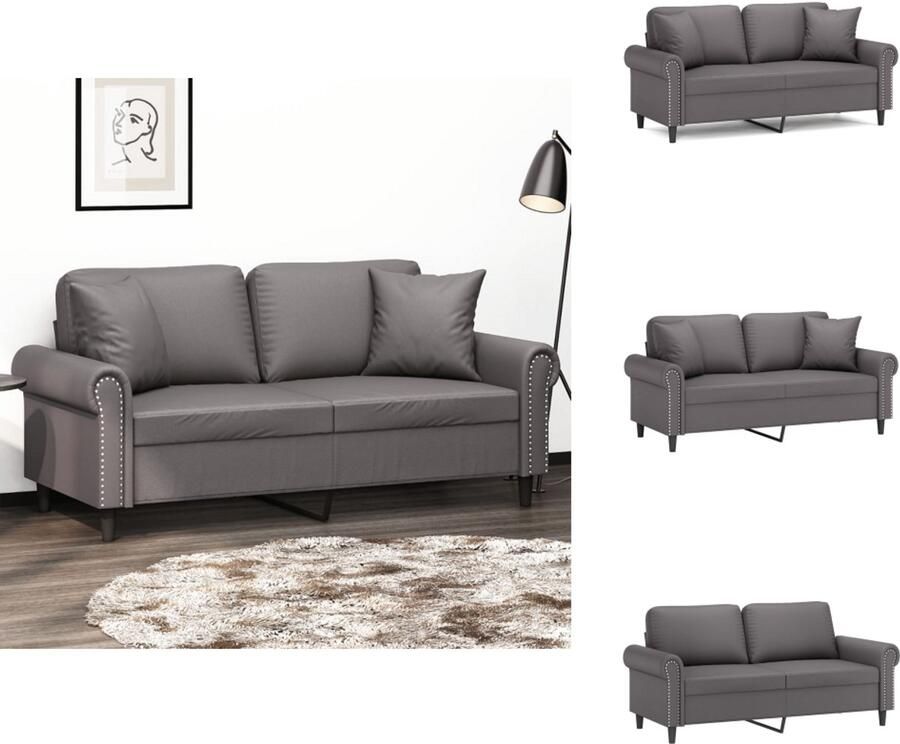 VidaXL Tweezitsbank Tweezitsbanken 2-zitsbank Bank Tweezitsbank met sierkussens 140 cm kunstleer grijs