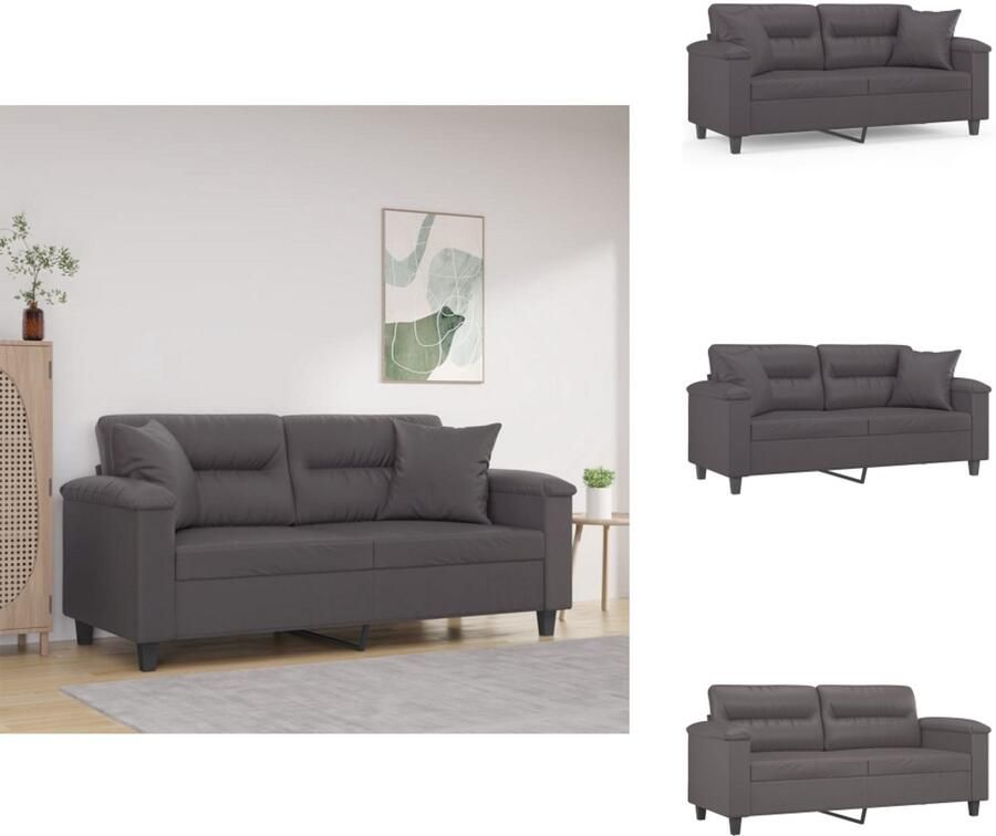 The Living Store 2-zitsbank Kunstleer Grijs Duurzaam en comfortabel 170 x 77 x 80 cm Tweezitsbank Kunstleder Sofa Grijze Bank Lounge Bank Living Room Furniture - Foto 2