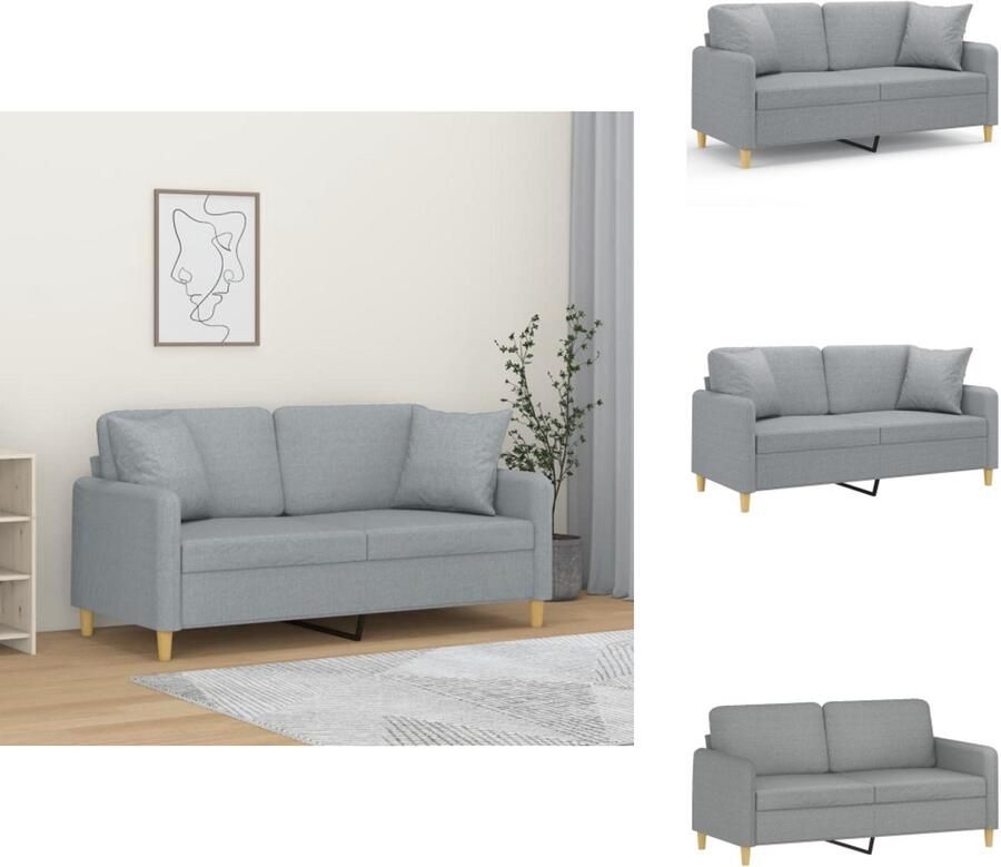 VidaXL Tweezitsbank Tweezitsbanken 2-zitsbank Bank Tweezitsbank met sierkussens 140 cm stof lichtgrijs