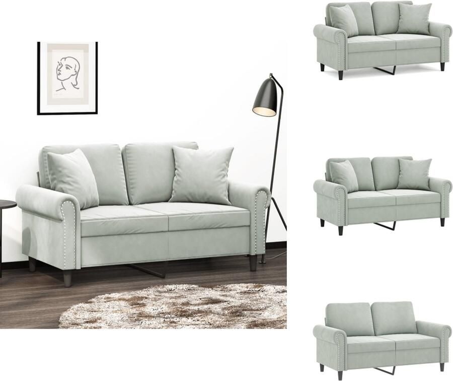 VidaXL Tweezitsbank Tweezitsbanken Bank Sofa Tweezitsbank met sierkussens 120 cm fluweel lichtgrijs