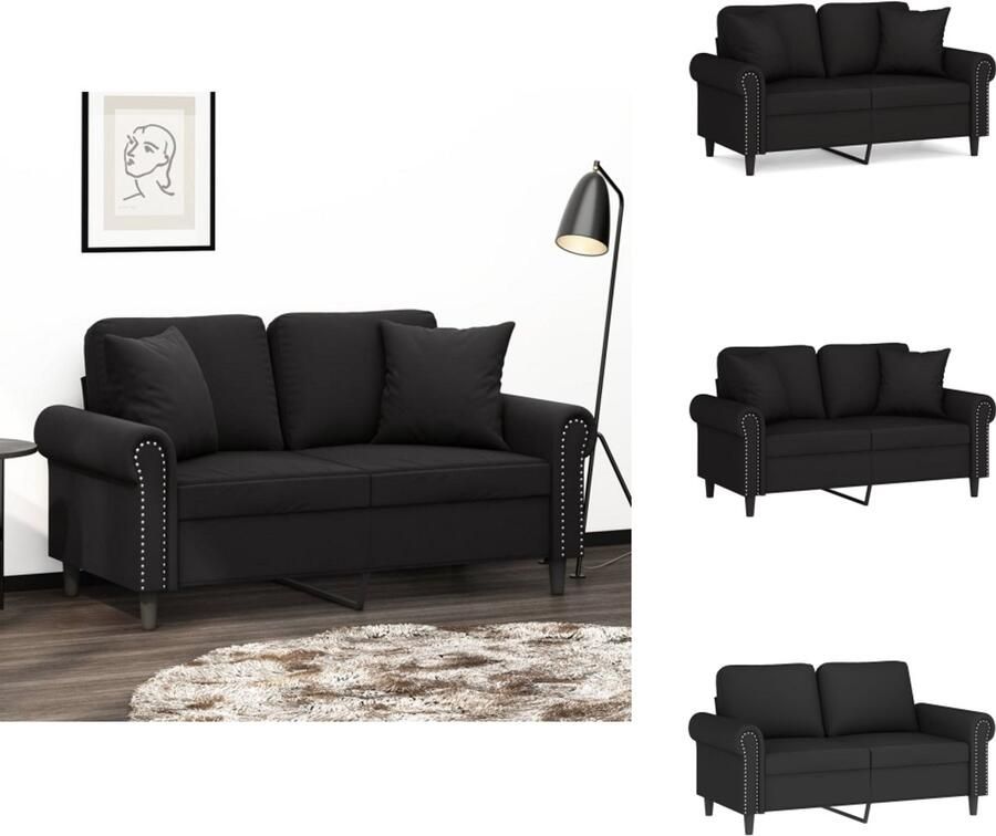 The Living Store Zwarte 2-zitsbank Fluweel 152 x 77 x 80 cm Comfortabele Zitervaring Tweezitsbank Zwarte Bank Velvet Bank Comfortabele Bank Luxe Bank - Foto 4