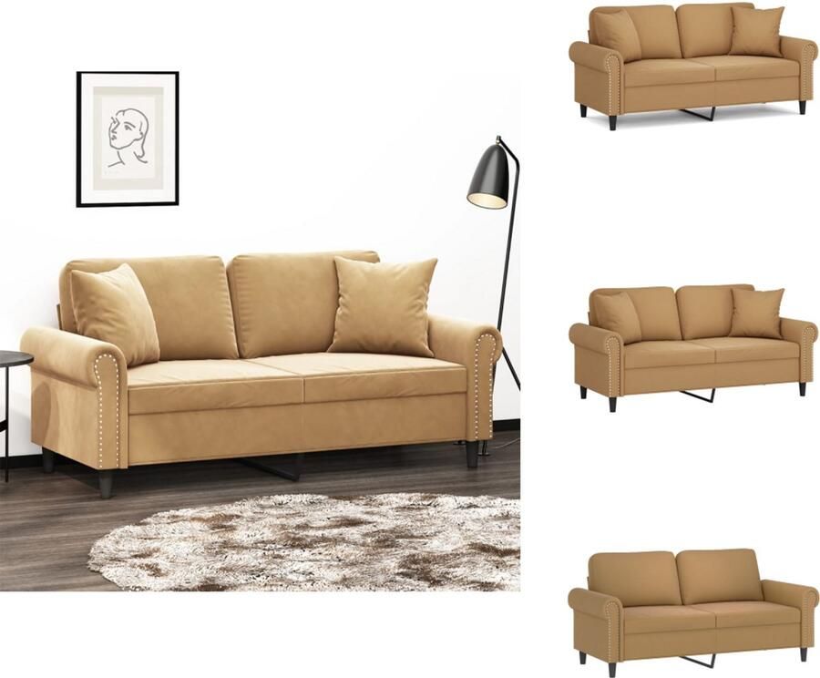 VidaXL Tweezitsbank Tweezitsbanken Bank Sofa Tweezitsbank met sierkussens 140 cm fluweel bruin