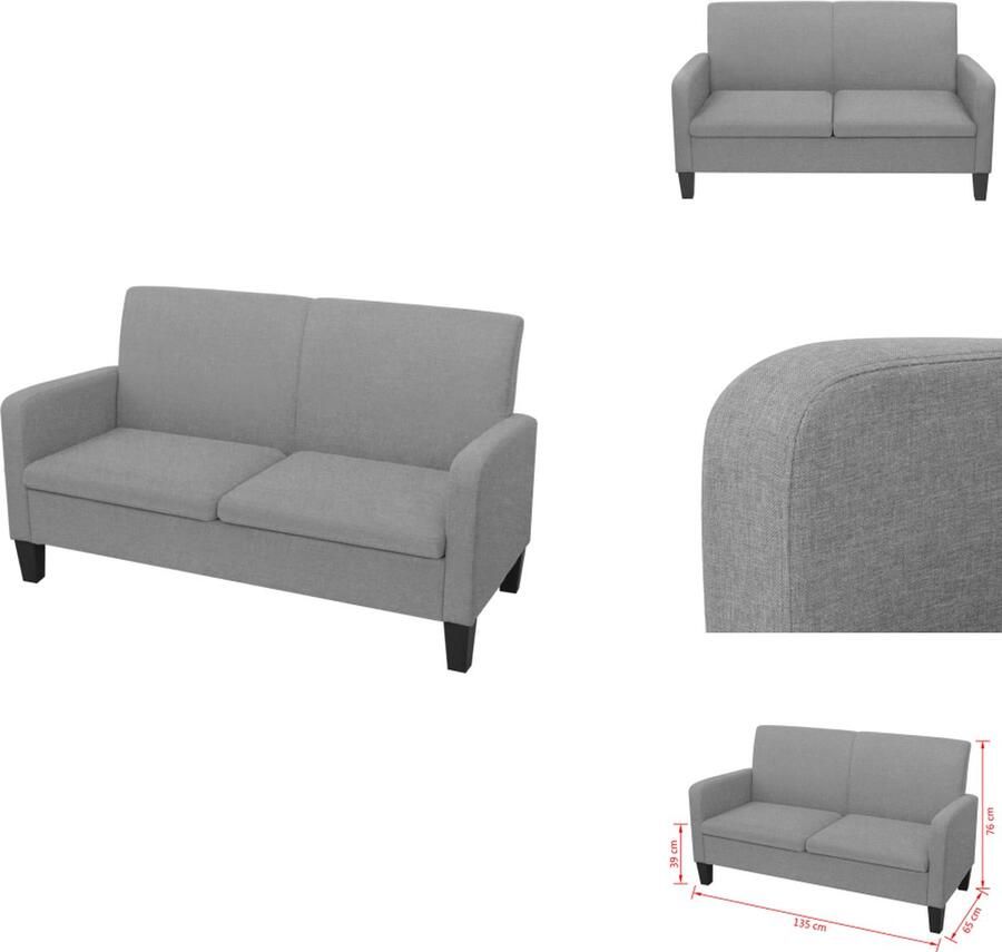 VidaXL Tweezitsbank Lichtgrijs 135x65x76 cm Grenenhout Frame Hoogwaardige stof Eenvoudig te monteren Bank