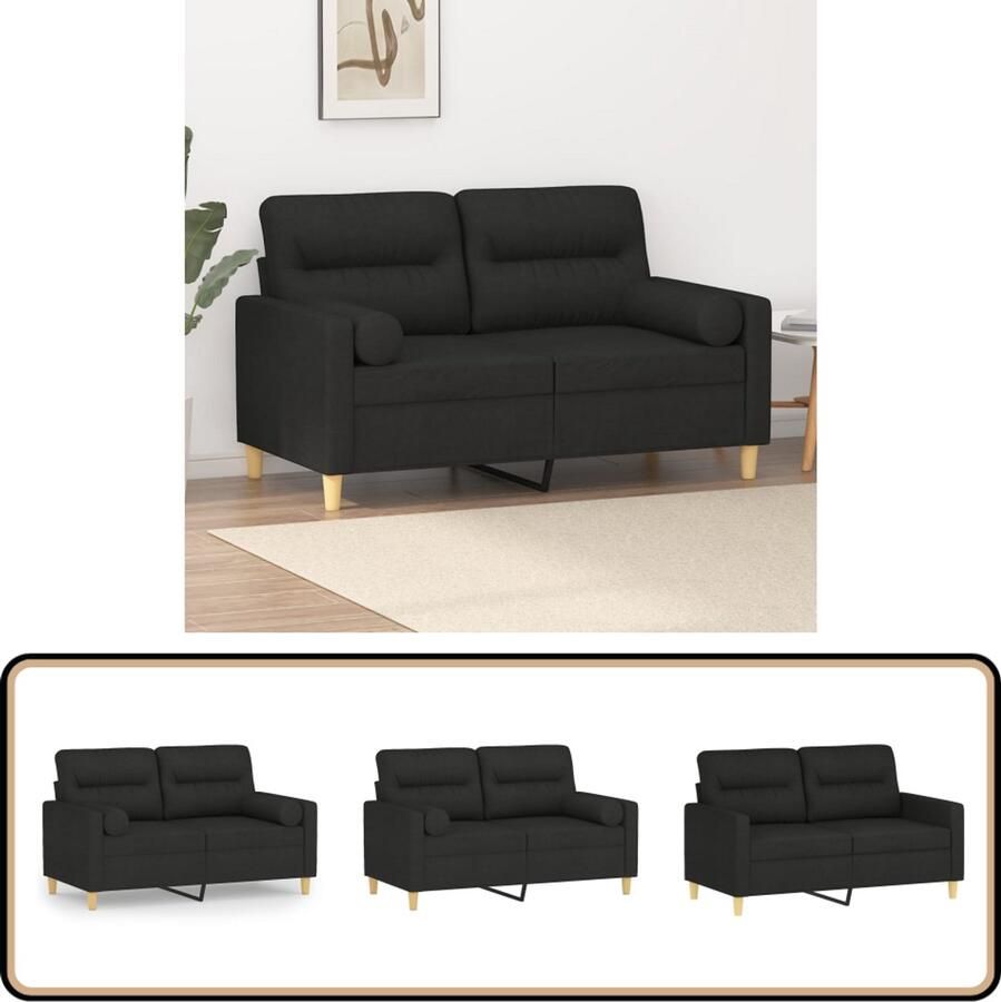 Vida XL vidaXL Tweezitsbank met sierkussens 120 cm stof zwart-VXL-3200778 - Foto 4