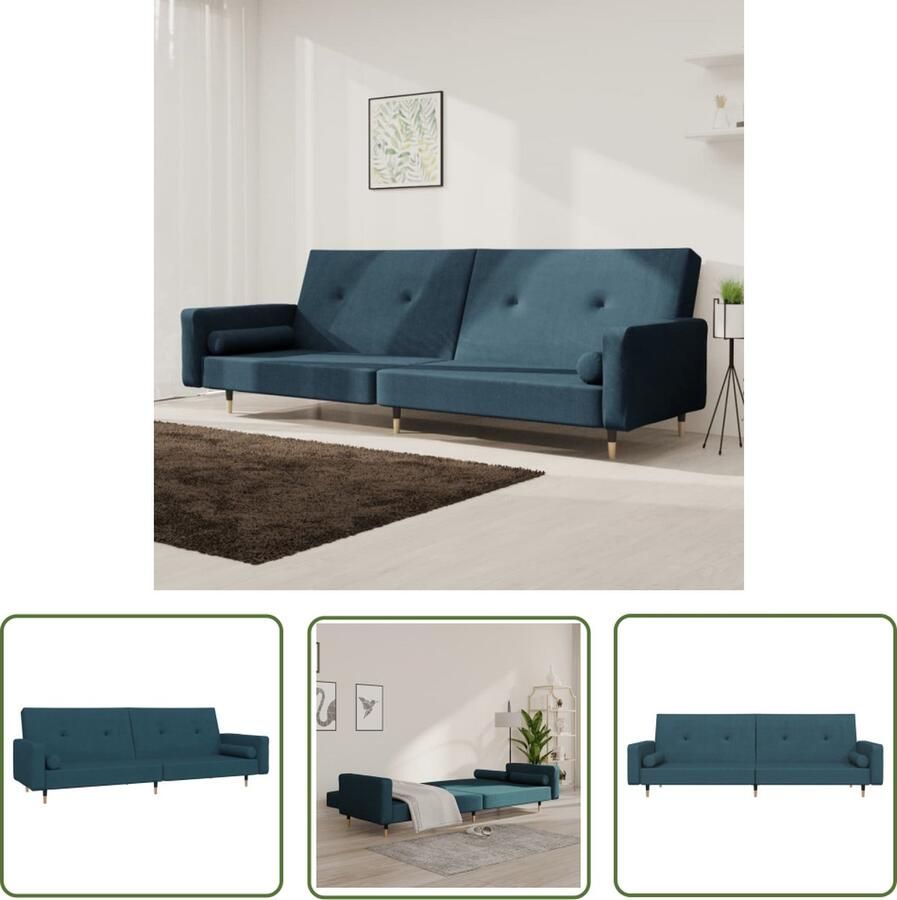 The Living Store Slaapbank 2-zits Fluweel Blauw 220 x 100 x 52 cm Multifunctioneel Slaapbank Tweezitter Sofa Bed Lounge Meubilair Slaapkamer Meubilair