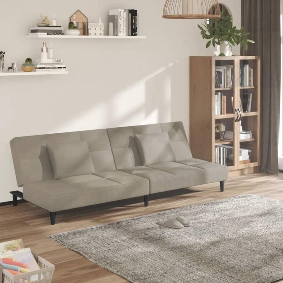 The Living Store Slaapbank Fluweel Lichtgrijs 2-Zits Multifunctioneel en Comfortabel 200 x 84.5 x 69 cm Slaapbank Tweezitter Sofa Bed Lounge Meubilair Fluweel Bank