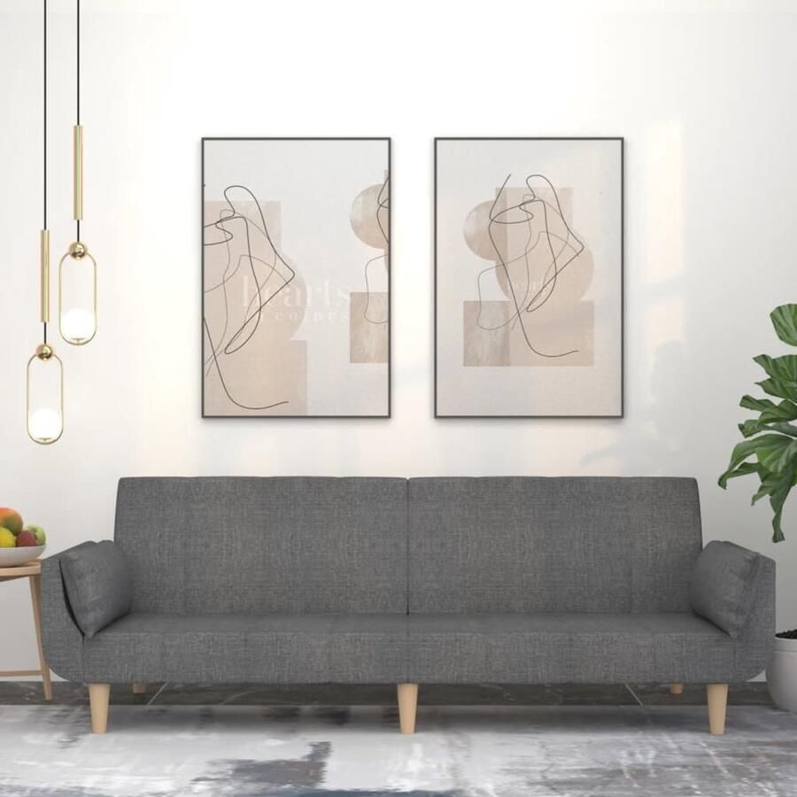 The Living Store Slaapbank 2-zits lichtgrijs 220 x 84.5 x 69 cm Omkeerbaar Multifunctioneel met Comfortabele Stof Slaapbank Tweezitter Sofa Bed Multifunctionele Bank Lounge Meubilair