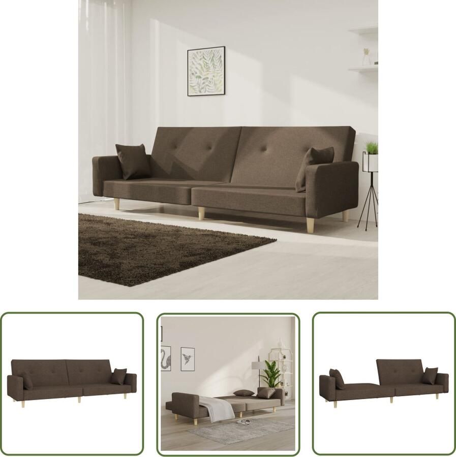 The Living Store Slaapbank 2-zits taupe 220 x 84.5 x 69 cm Om te bouwen tot bed Slaapbank Tweezitter Taupe Sofa Lounge Bank Multifunctionele Bank