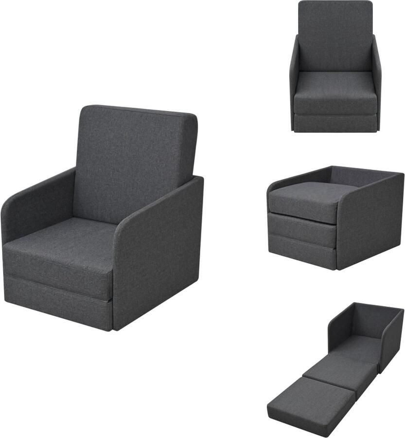 VidaXL Uitklapbare Slaapstoel Uitklapbare Slaapstoelen Slaapfauteuil Slaapfauteuils Slaapstoel uitklapbaar stof donkergrijs