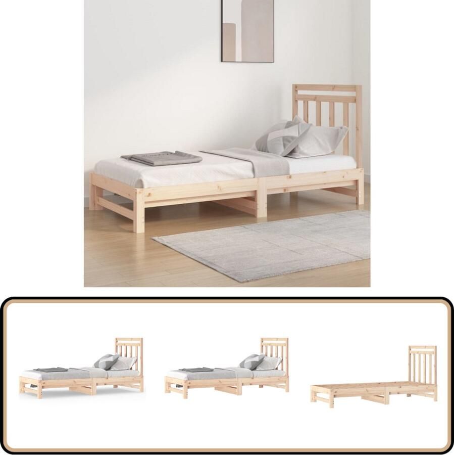 VidaXL Uitschuifbare Slaapbank Grenenhout 90x200 cm Slaapbank Massief Hout Grenenhout Daybed Bankslaapzaal