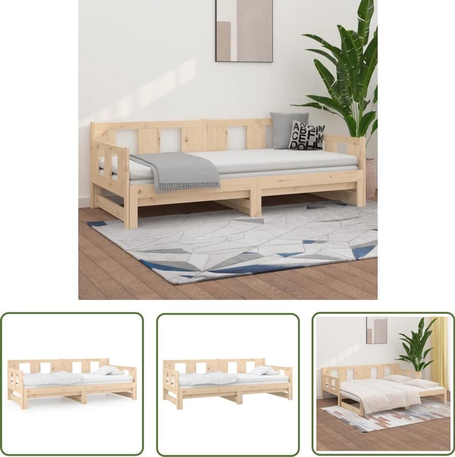 VidaXL Uitschuifbare Slaapbank Grenenhout 90x200 cm Slaapbank Sofa Bed Houten Slaapkamermeubels Bruine Meubelen Compact Design Kleine Woonkamer