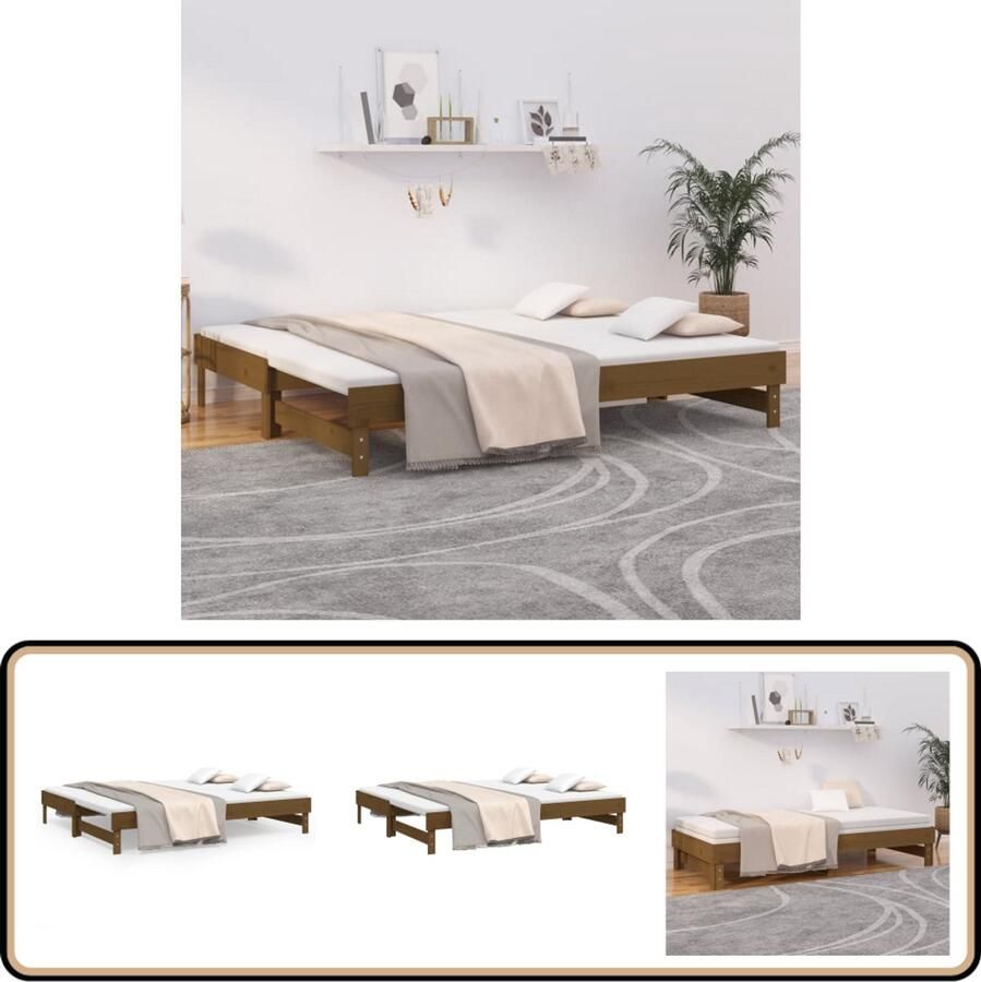 VidaXL Uitschuifbare Slaapbank Grenenhout Honingbruin Slaapbank Grenenhouten Slaapbank Uitschuifbare Slaapbank Daybed Guest Bed Multifunctionele Meubels Honigbruine Slaapbank