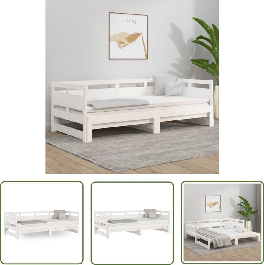 VidaXL Uitschuifbare Slaapbank Grenenhout Wit Slaapbank Sofa Bed Houten Slaapkamermeubels Grenenhouten Meubelen Compact Design Ruimtesparend Guest Room Furniture