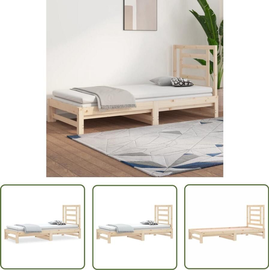 VidaXL Uitschuifbare Slaapbank Massief Grenenhout Slaapbank Grenenhouten Bed Daybed Stapelbare Bedden Tweepersoonsbed Guest Bed Multifunctioneel Meubilair Living Room Furniture