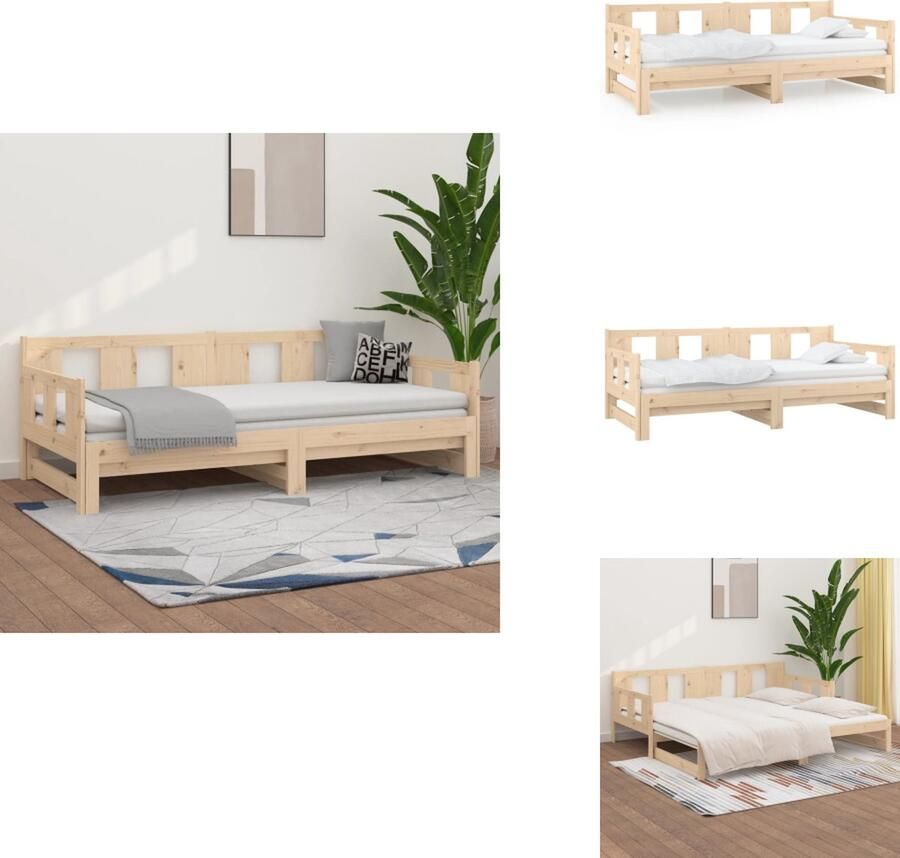 VidaXL Slaapbank Massief Grenenhout Omkeerbaar Ontwerp Ruimtebesparend 203.5 x 181 x 69.5 cm 90 x 200 cm Geschikte matras Montage vereist Bed