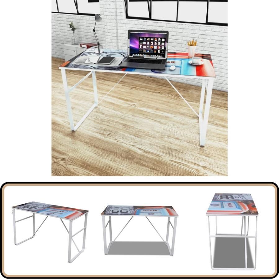 VidaXL Uniek Bureau Rechthoekig Geharde Glazen Tafelblad Kantoor Bureau Houten Bureau Glazen Bureau Moderne Bureau Trendy Bureau Thuiswerkplek Studie Buro Uniq Bureau Bureaus Voor Kleine Ruimtes Compact Bureau