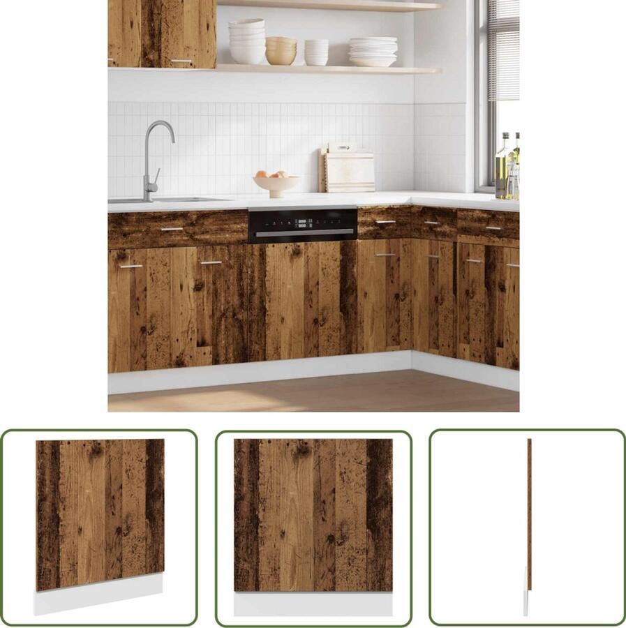 VidaXL Vaatwasserpaneel 60x1 5x67 cm bewerkt hout oud houtkleurig Vaatwasserpaneel Vaatwasserfront Keukenkasten Houten Panelen Oud Hout Kleur