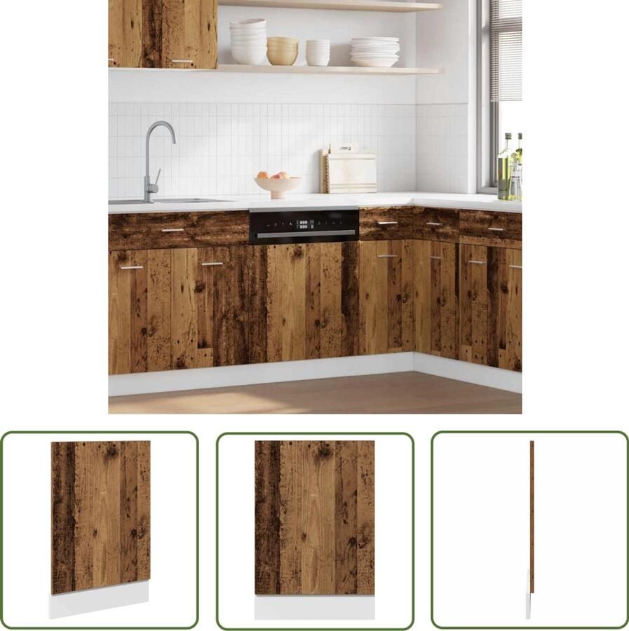 The Living Store Vaatwasserpaneel 45x3x67 cm bewerkt hout oud houtkleurig Vaatwasserpaneel Keukendecoratie Houten Paneel Vaatwasserstijl Keukeninrichting