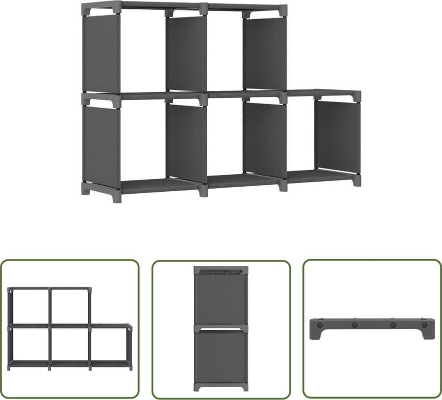 The Living Store Vakkenkast Grijs 103 x 30 x 72.5 cm 5 open vakken Opbergkast Vakkenkast Grijze Kast Stoffen Kast Industriële Kast