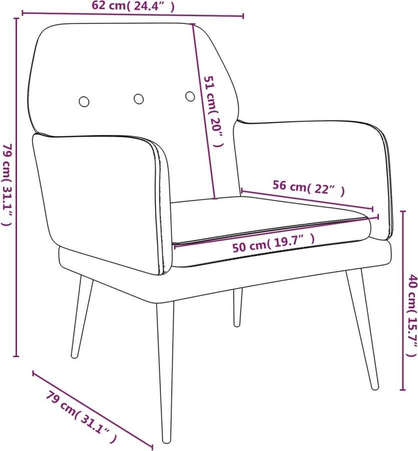 VidaXL Fauteuil Fauteuils Armstoel Ligstoel Fauteuil 62x79x79 cm fluweel geel - Foto 4