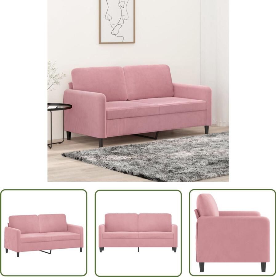 The Living Store Tweezitsbank 140 cm fluweel roze Tweezitsbank Velours Bank Roze Bank Bankstellen Salon Meubilair