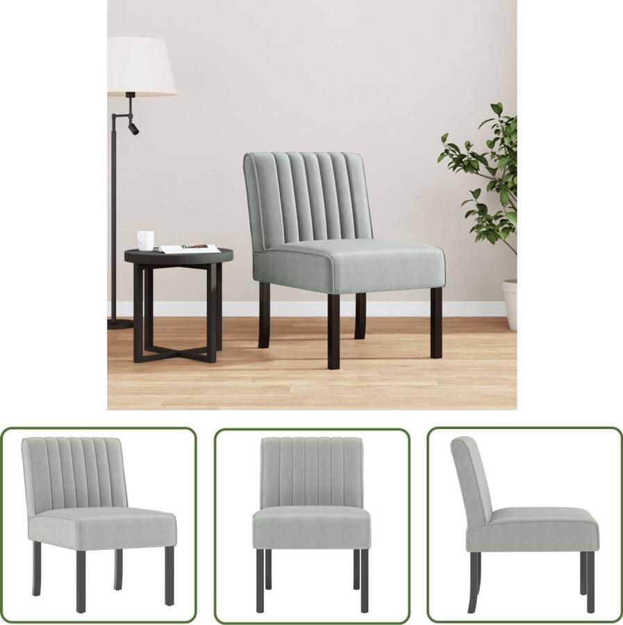 The Living Store Stoel fluweel lichtgrijs Accentstoel Fluweel Stoel Lounge Stoel Eetkamerstoelen Design Stoel