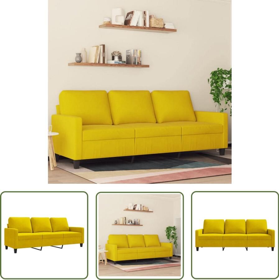 The Living Store Bank Velvet 3-zits 198 x 77 x 80 cm Geel Luxueus Fluweel 3 Zits Bank Velvet Bank Gele Bank Salonbank Banks Kopen