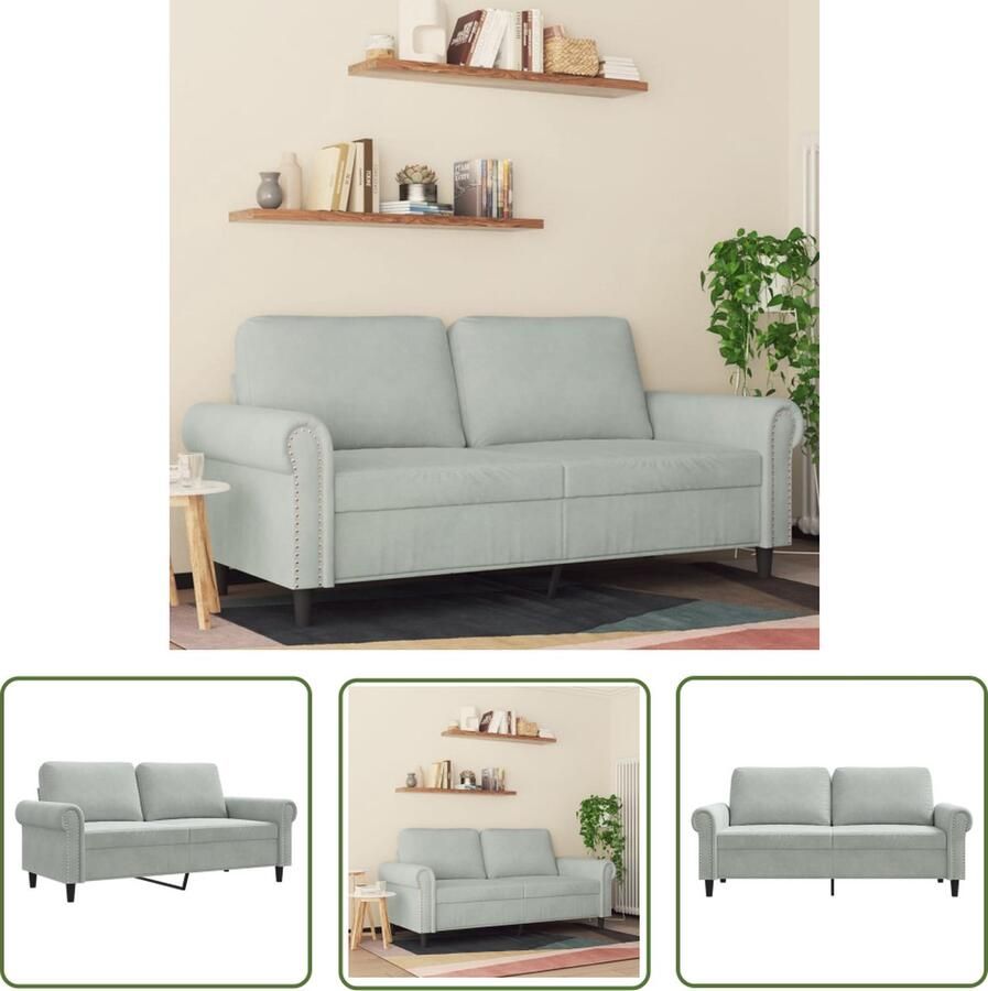 The Living Store Velvet 2-zitsbank 172 x 77 x 80 cm Lichtgrijs Tweezitsbank Velvet Bank Grijze Bank Lounge Bank Salon Meubilair