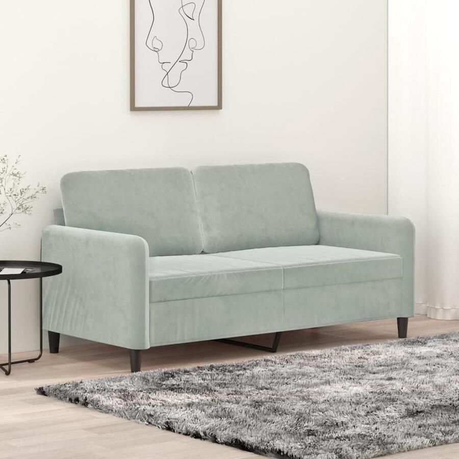 The Living Store Bank Velvet 2-zits Lichtgrijs 158x77x80 cm comfortabel stabiel modernè ¾è ¡ Tweezitsbank Velvet Bank Grijze Bank Salontafel Banksofa