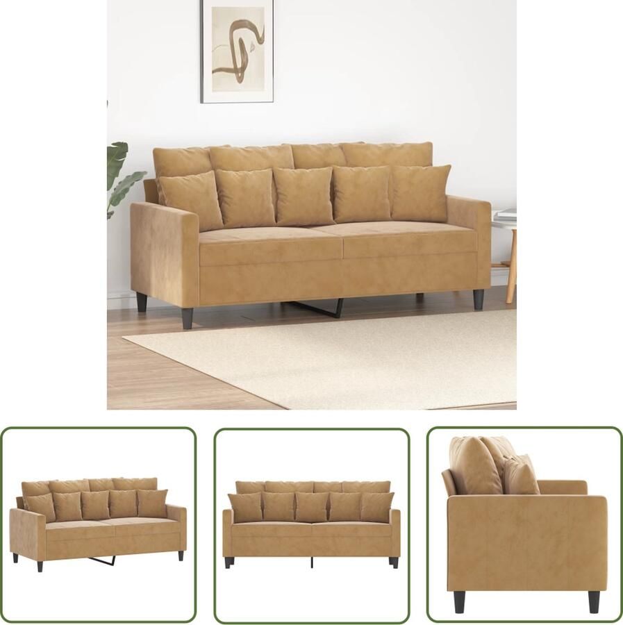 The Living Store 2-zitsbank Velvet 158 x 77 x 80 cm Comfortabele zitting Tweezitsbank Velvet Bank Bruine Bank Salon Meubilair Lounge Bank
