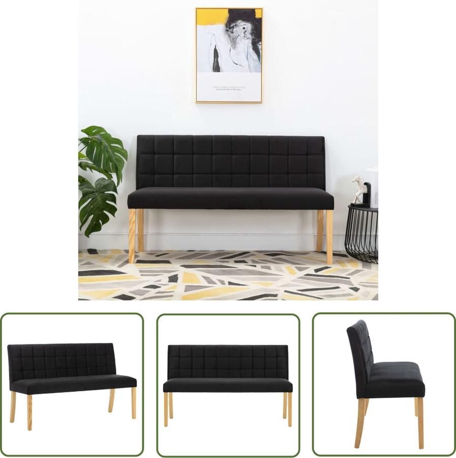 The Living Store Bank Velvet 140x56x86cm Zwart Zwarte Bank Velvet Bank Banks Kopen Hocker Lounge Bank - Foto 2
