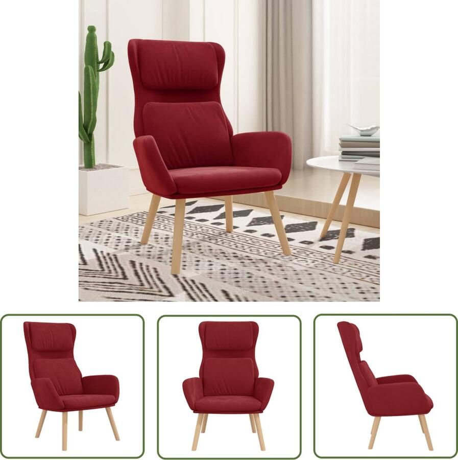 The Living Store Fauteuil Luxe Velvet 70 x 77 x 98 cm Wijnrood Relaxfauteuil Velvet Fauteuil Rode Fauteuil Luxe Fauteuil Fauteuils Voor Woonkamer