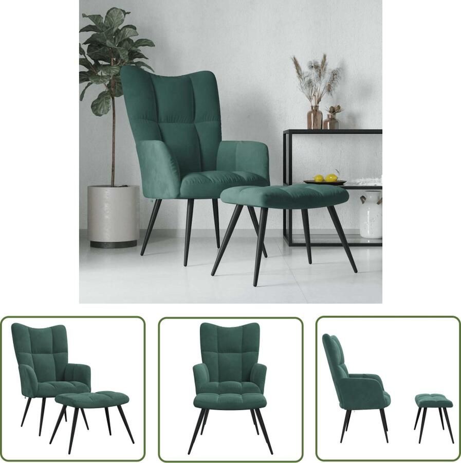 The Living Store Relaxstoel Velvet Donkergroen 61 x 70 x 96.5 cm Duurzaam Relaxfauteuil Velvet Fauteuil Donkere Groene Fauteuil Lounge Stoel Comfortabele Stoel - Foto 2