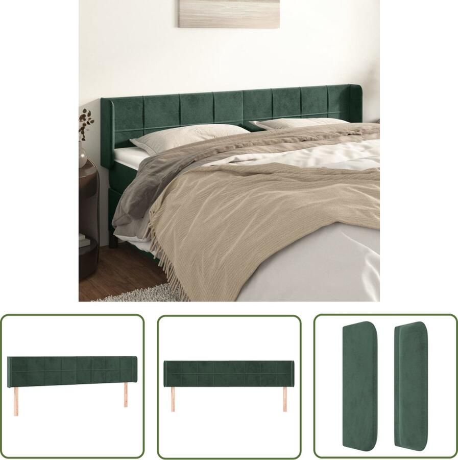 The Living Store Hoofdbord Klassiek Donkergroen 183x16x78 88 cm Fluweel Verstelbaar Hoofd Bord Beddecoratie Hoofdkussen Velvet Groen