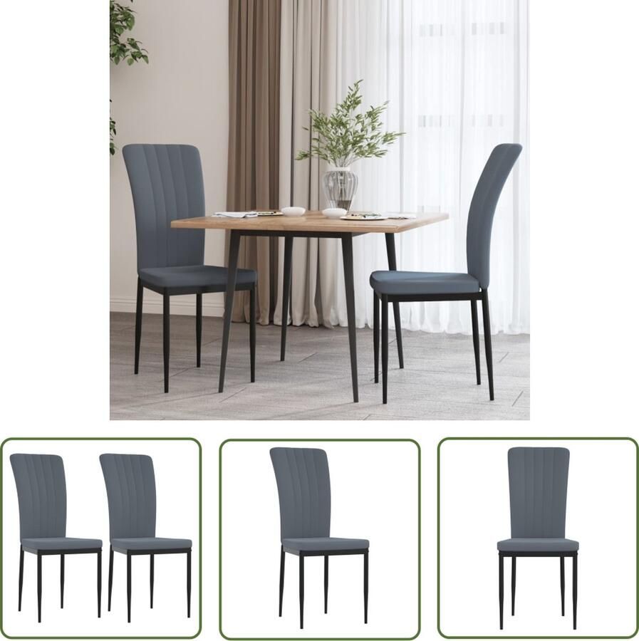 The Living Store Eetkamerstoelen Fluweel Donkergrijs Comfortabel zitcomfort Eetkamerstoelen Velvet Meubilair Donkere Fauteuils Luxe Stoelen Comfortabele Stoelen - Foto 2