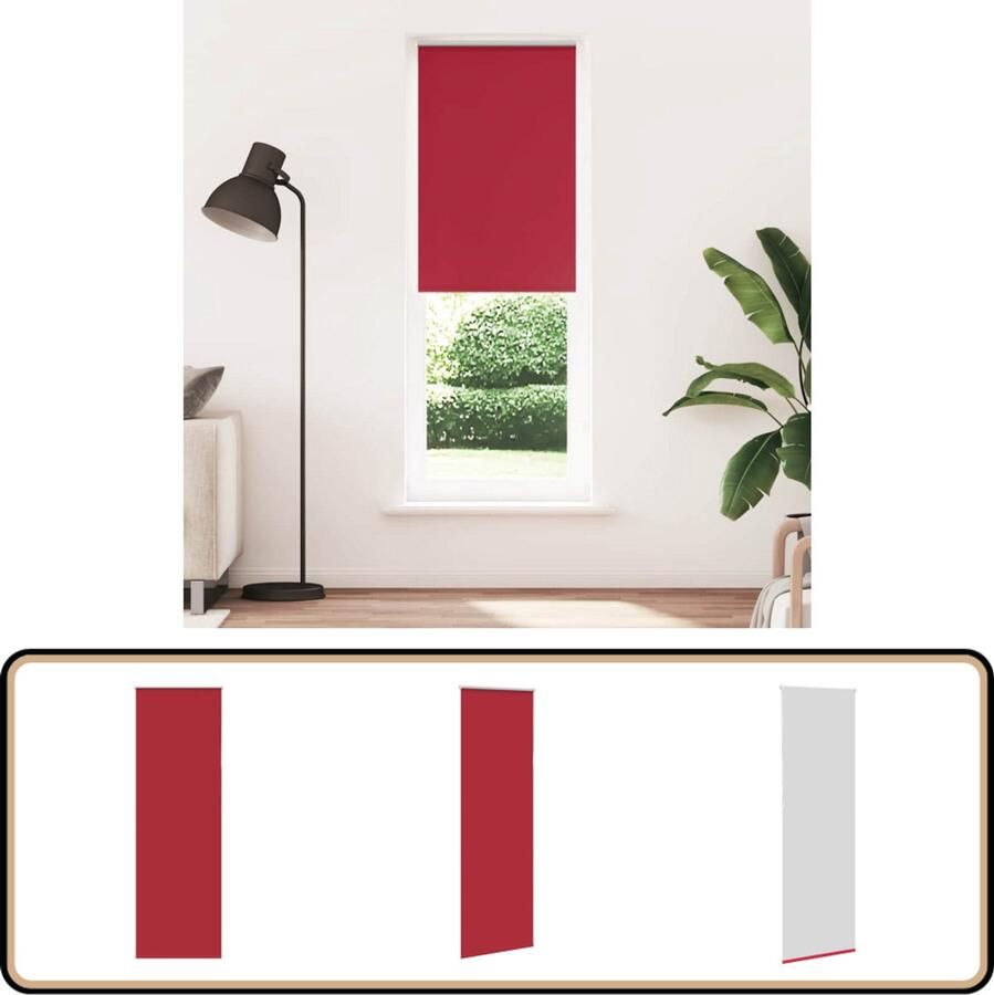 VidaXL Verduisterend Rolgordijn Rood 85x230 cm Rolgordijnen Privacy Gordijnen Lichtwerende Gordijnen Verduisterend Gordijn Kamerscherm