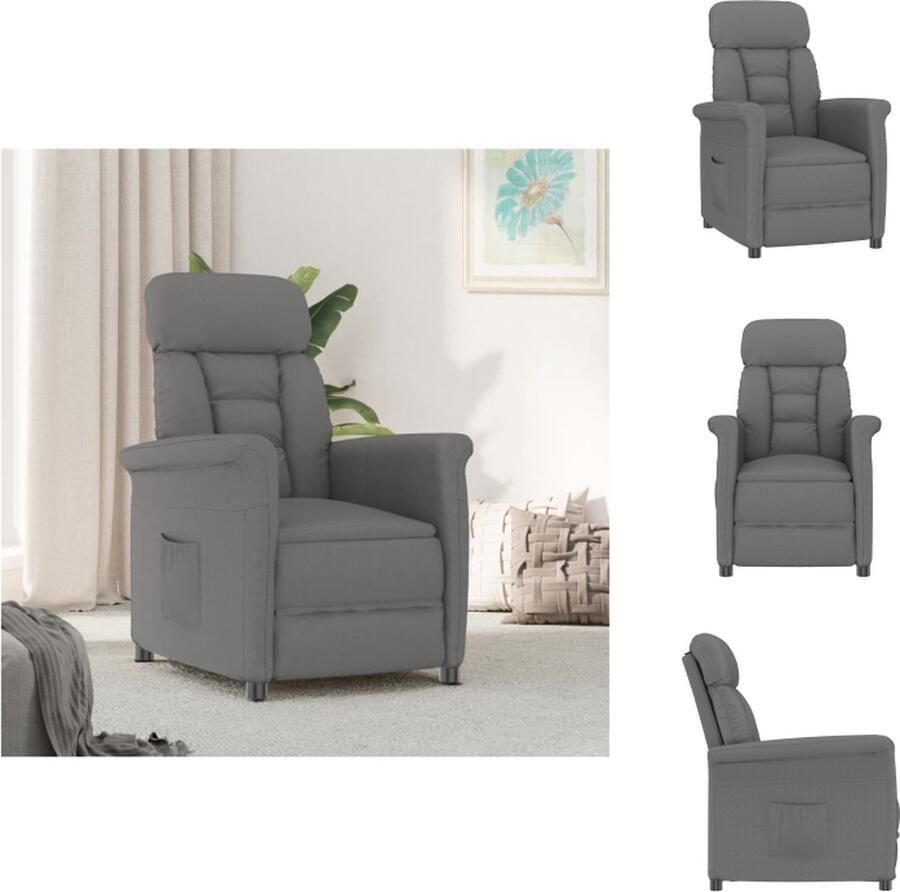 VidaXL Fauteuil Fauteuils Leunstoel Relaxfauteuil Fauteuil verstelbaar kunstsuèdeleer donkergrijs