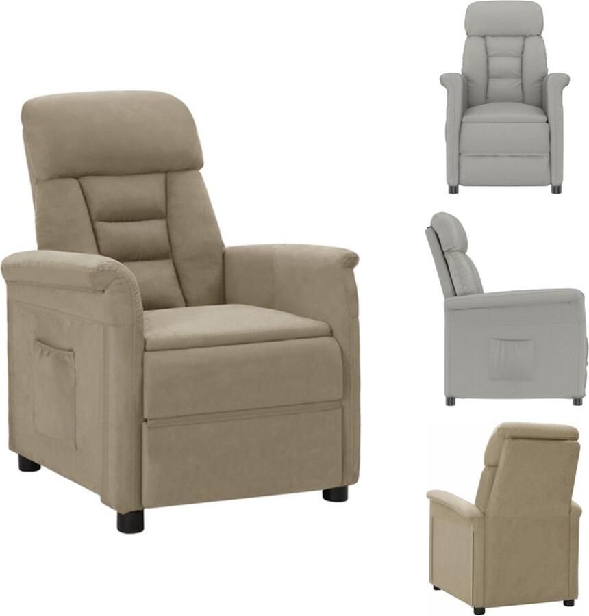 VidaXL Fauteuil Fauteuils Leunstoel Relaxfauteuil Fauteuil verstelbaar kunstsuèdeleer lichtgrijs - Foto 2