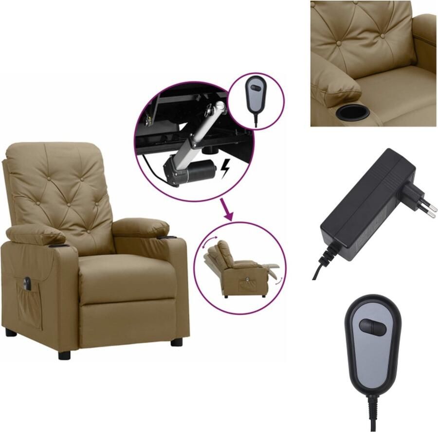 VidaXL Verstelbare Cappuccino Kunstleren Stoel 78.5 x 93 x 96.5 cm Elektrisch Fauteuil