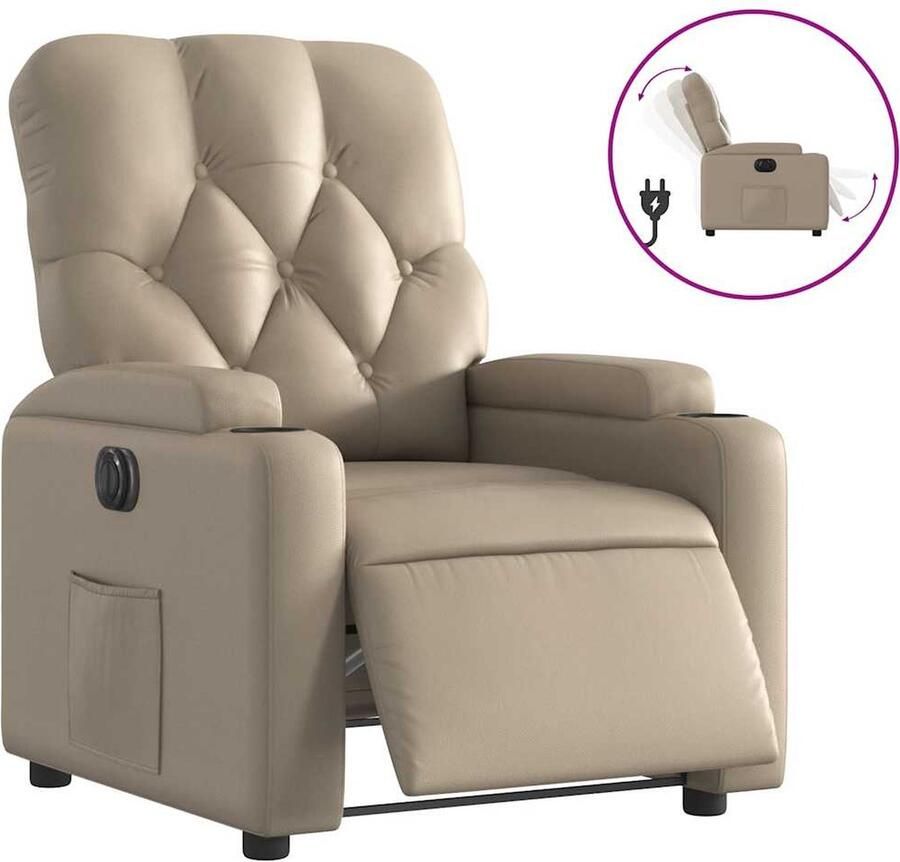 VidaXL Fauteuil verstelbaar kunstleer cappuccinokleurig - Foto 2