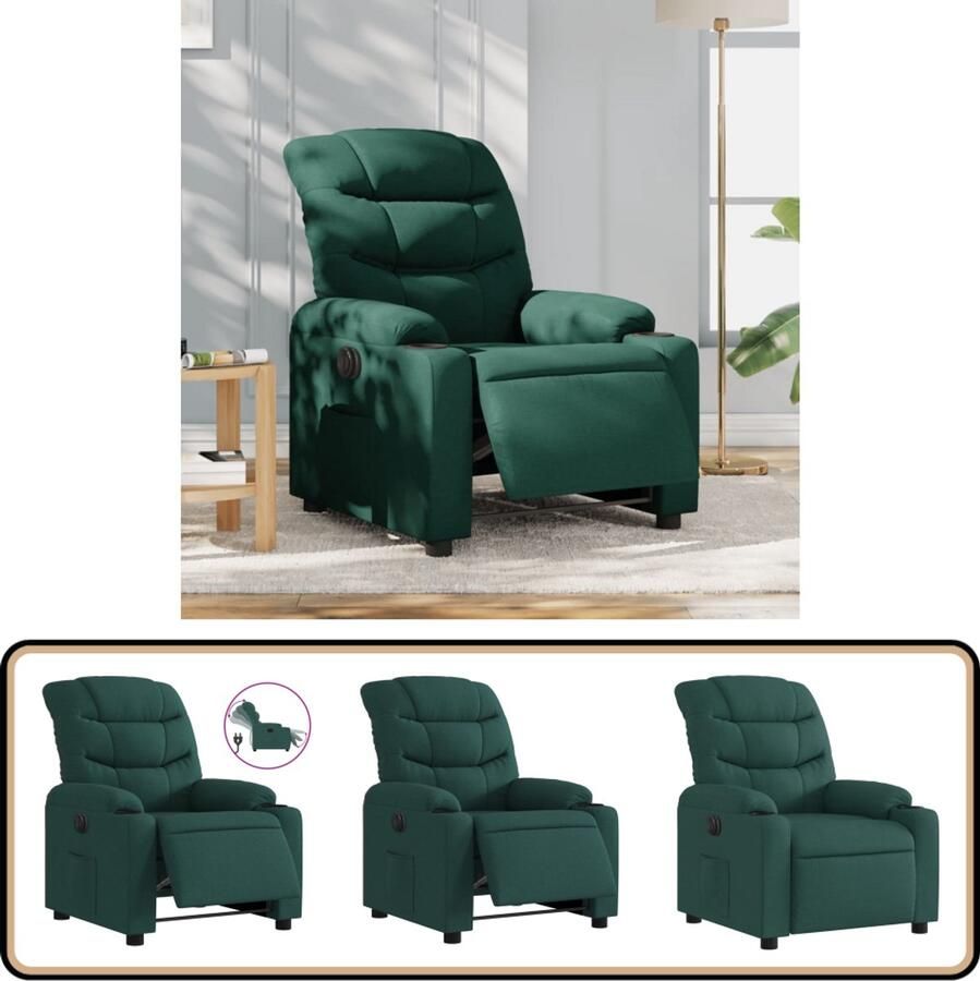 VidaXL Verstelbare Elektrische Fauteuil Donkergroen Elektrische Fauteuil Elektrische Verstelbare Stoel Loungestoel Comfortstoel Relaxfauteuil