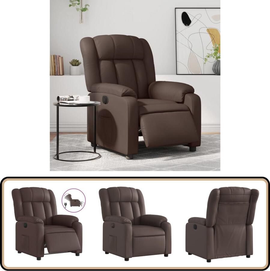 VidaXL Verstelbare Elektrische Fauteuil Kunstleer Bruin Elektrische Fauteuil Loungestoel Lederlook Relaxfauteuil Ergonomische Stoel