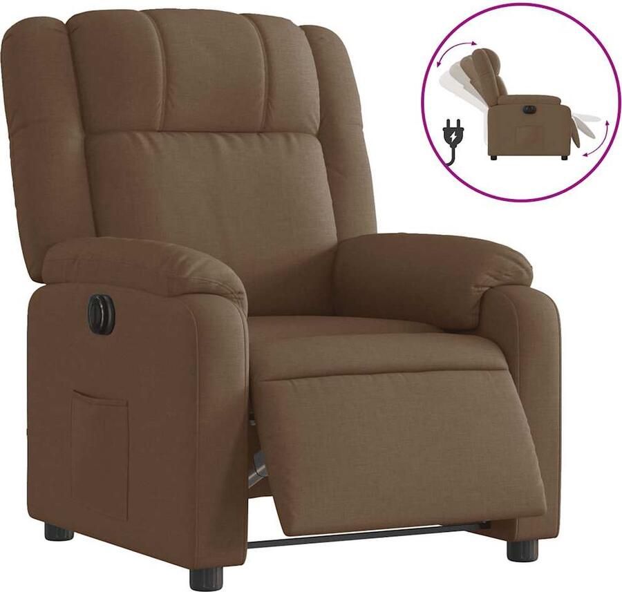 VidaXL Verstelbare Elektrische Fauteuil Stof Bruin