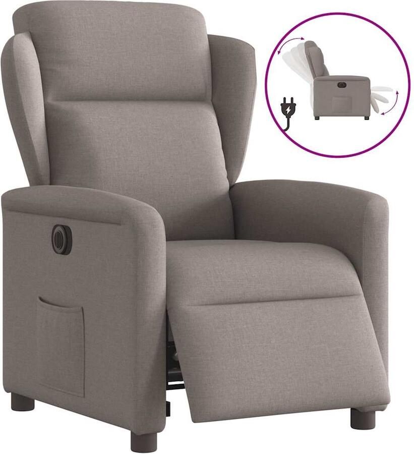 VidaXL Fauteuil verstelbaar elektrisch stof taupe