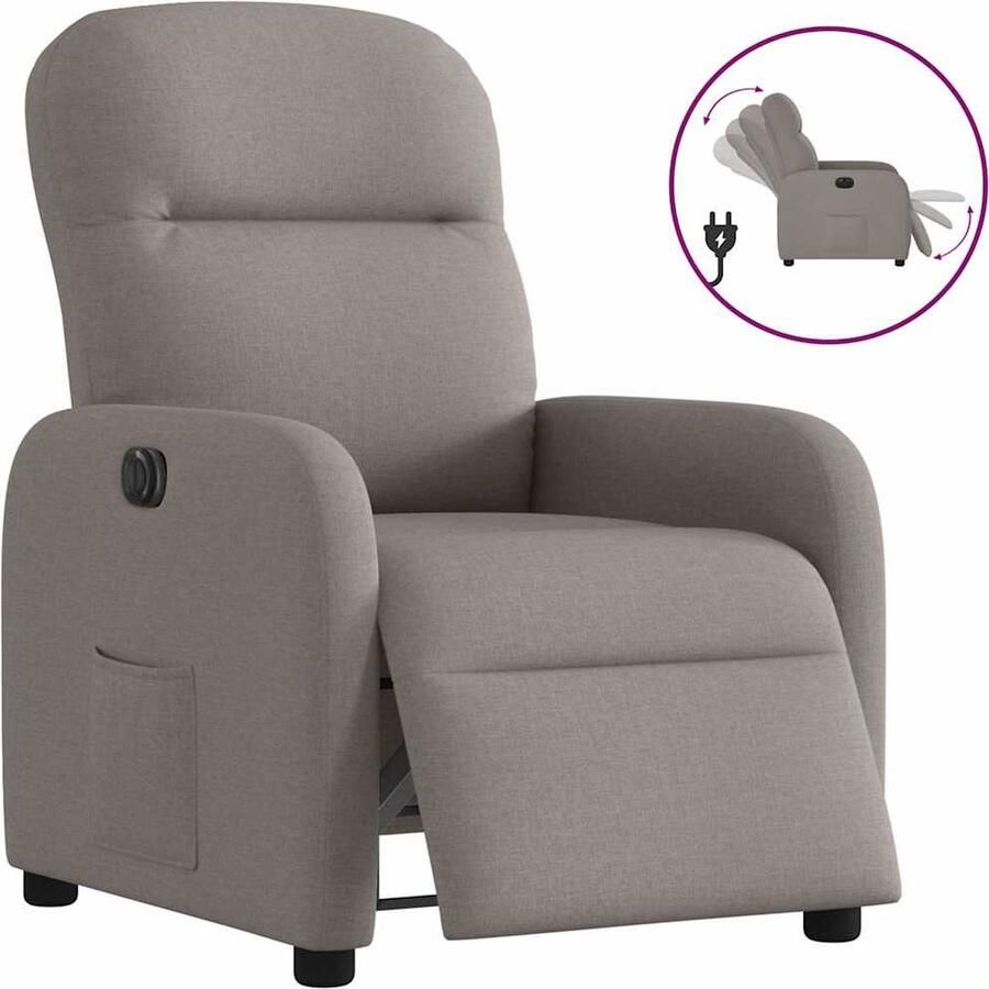 VidaXL Fauteuil verstelbaar elektrisch stof taupe